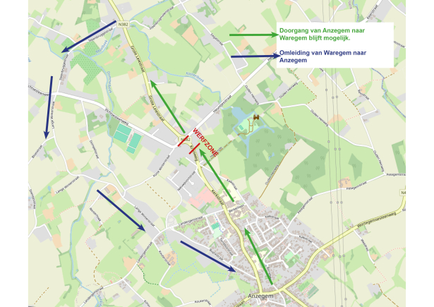 omleiding werken kruisweg